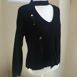 Distressed Chunky Cut Out Sweater
